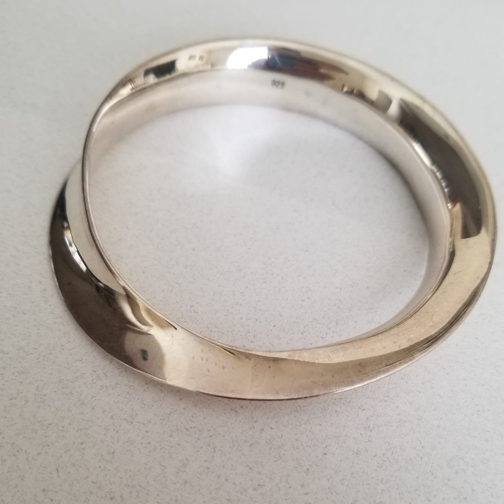 Solid 925 Sterling Silver Modern Convex Twist Ban… - image 3